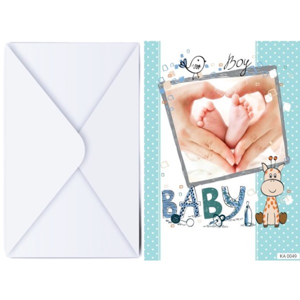 Поздравителна картичка с плик BABY за момче №КА 0049