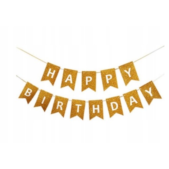 Надпис HAPPY BIRTHDAY голям златен брокат №SO-867 /12 броя в стек/