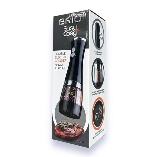 Мелничка за подправки BRIO Salt Pepper електрическа 2 в 1 с керамичен механизъм Ф7,2см х 21,7см №107115 /12 броя в кашон/