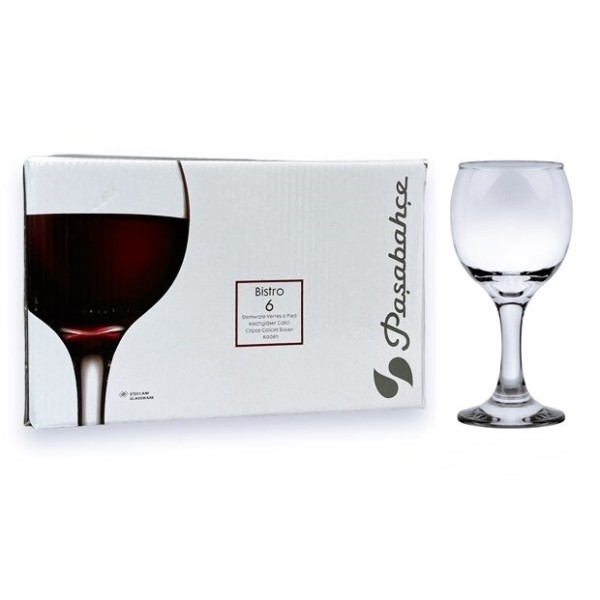 Чаша за червено вино 225ml Bistro Pasabahce 6 броя в комплект №44412 /4 комплекта в кашон/