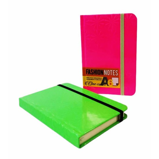 Тефтер OPTIMUM FASHION ONE COLOUR твърди корици с ластик 96л А6 офсетова хартия №51885 /12 броя в стек/