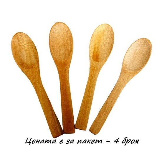 Лъжички дърво Н13 см 4 бр. в плик