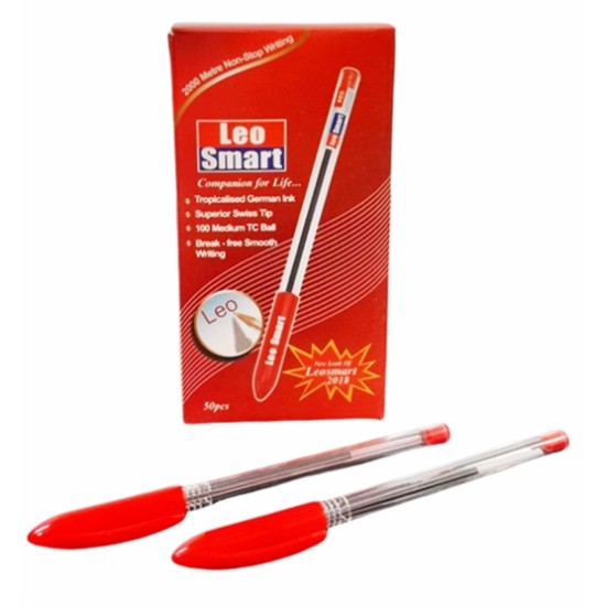 Химикалка Leo Smart №958 червен /50 броя в кутия/