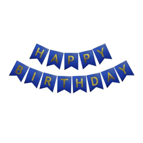 Надпис HAPPY BIRTHDAY брокат синьо 17см х 12см /10 броя в стек/