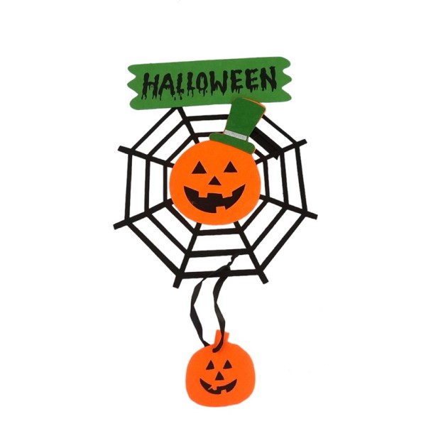 Декорациа за врата Halloween тиква с паяжина 43см