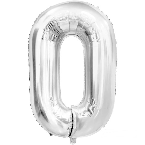 Балон цифра 40"  сребърна "0" /12 броя в стек/