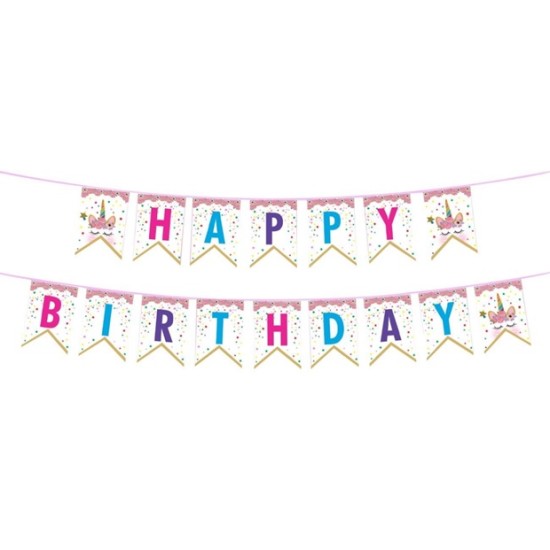 Надпис HAPPY BIRTHDAY 5m ЕДНОРОГ