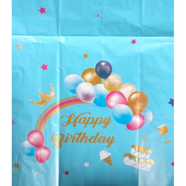 Парти покривка еднократна 137х183см HAPPY BIRTHDAY СИНЯ