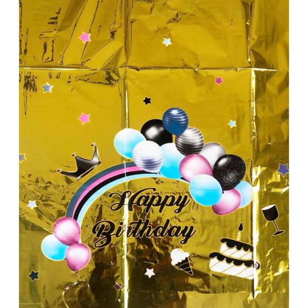 Парти покривка еднократна 137х183см HAPPY BIRTHDAY ЗЛАТНА