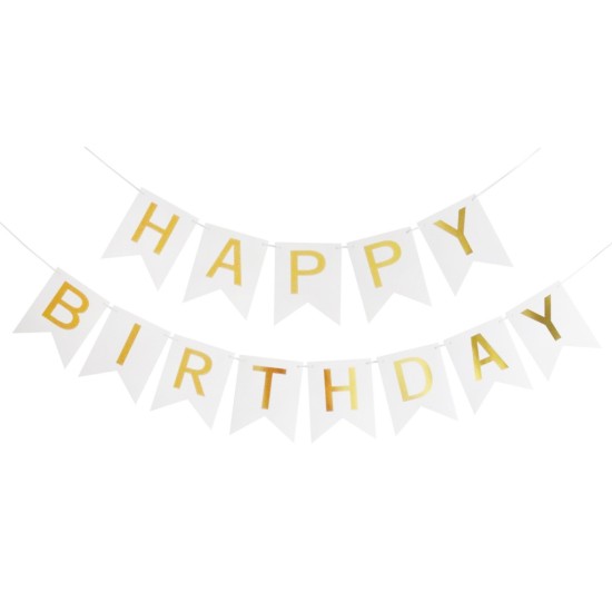 Надпис HAPPY BIRTHDAY 12x17см бял /6 броя в стек/