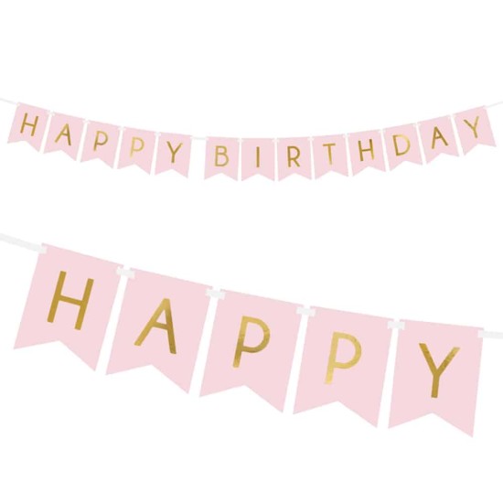 Надпис HAPPY BIRTHDAY 16x20см пудра /6 броя в стек/