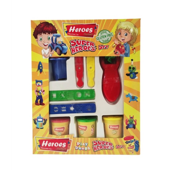 Пластилин Play-Dough 3 цвята + аксесоари в кутия HEROES №ERN-008