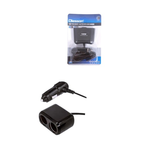 Адаптор за запалка 100W с две гнезда + USB