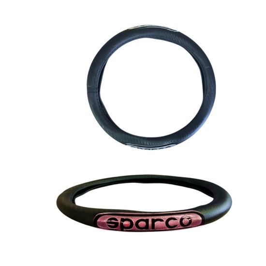 Калъф за волан кожа SPARCO Ф38см ЧЕРЕН/ЧЕРВЕНО
