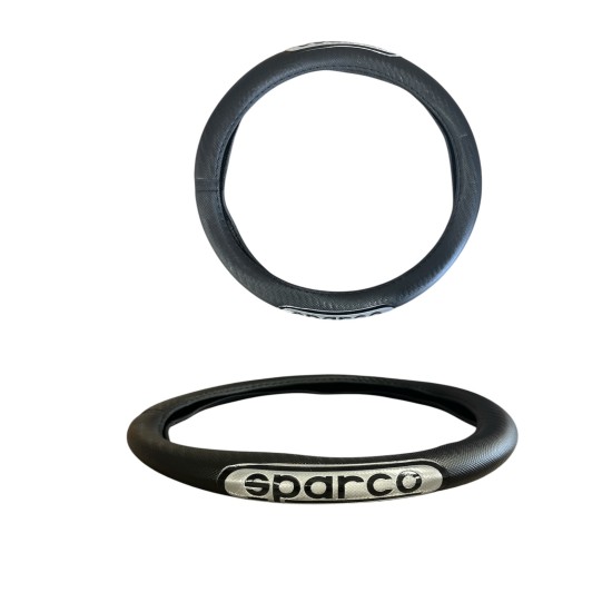 Калъф за волан кожа SPARCO Ф38см ЧЕРЕН/СИВО