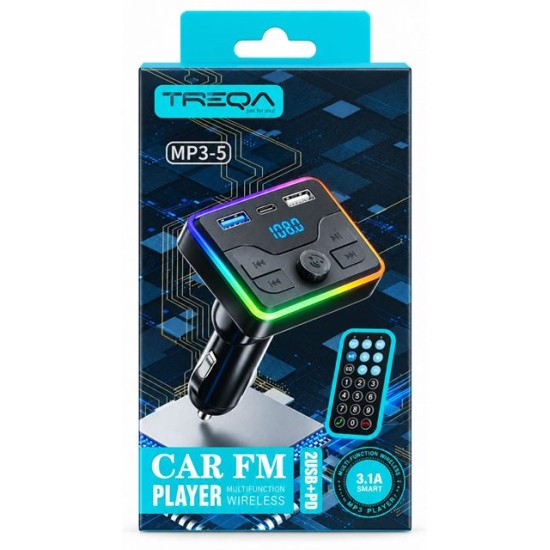 MP3 Player Bluetooth за кола 2USB/Type-C TREQA №MP3-5 /12 броя в стек/