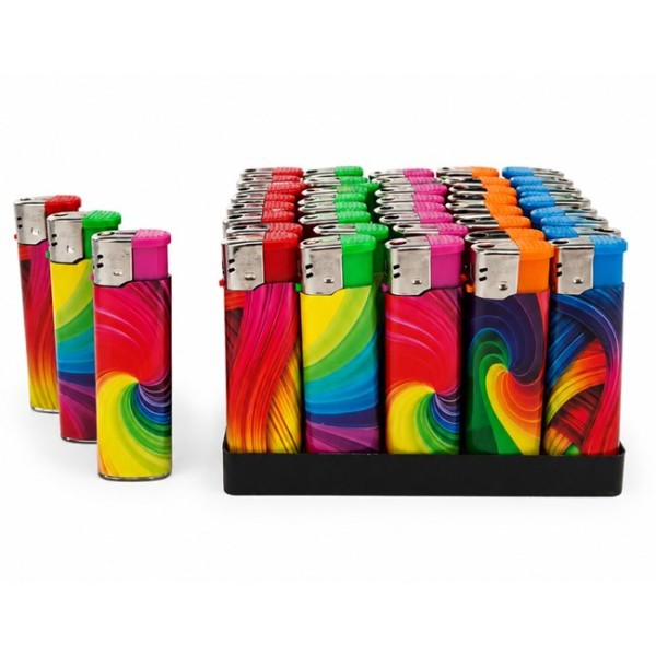 Запалка пиезо ECONOMY декор COLOR №7003 /50 броя в кутия/