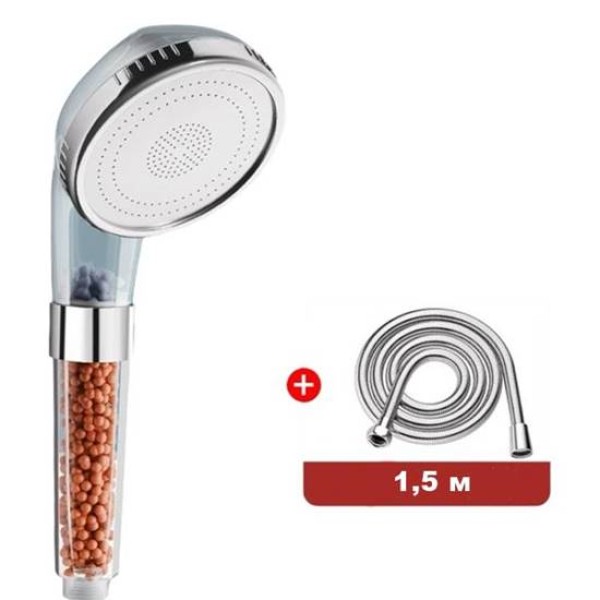 Комплект турмалинова слушалка за душ с маркуч метал 1.5м в пвц опаковка
