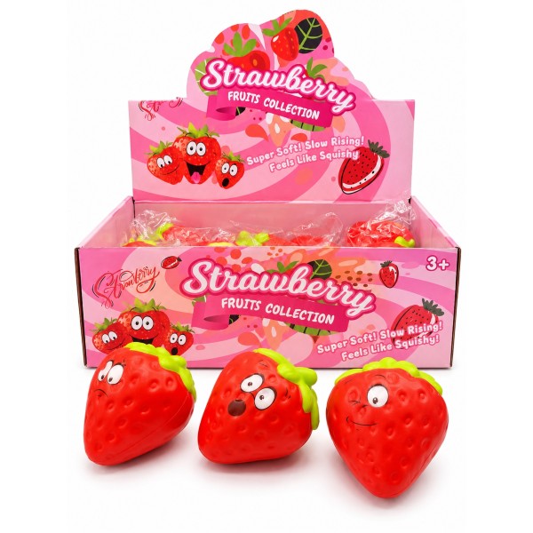 Скуиши играчка за мачкане ЯГОДА 10 см /12 броя на дисплей/