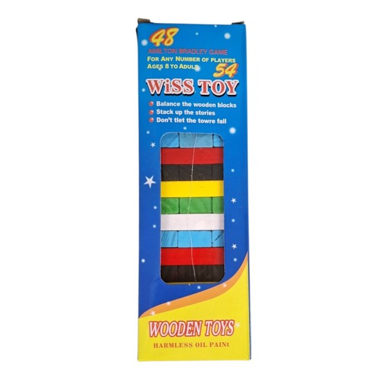 Настолна игра JENGA цветна 54 части 20см