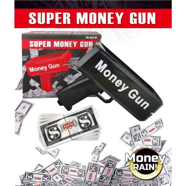 Парти пистолет за банкноти Money Gun ЧЕРЕН в кутия №2018-3
