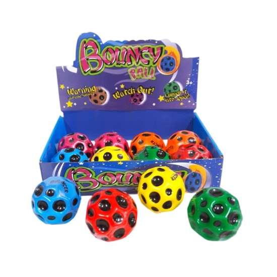 Топче BOUNCY Moon Ball цветно с черни кръгове 7см /12 броя в кутия/