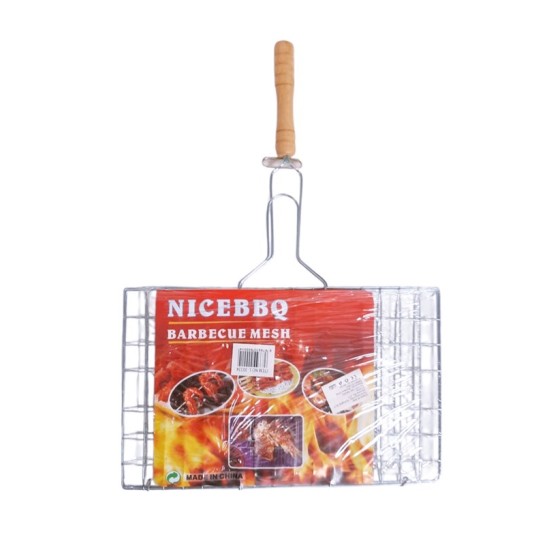 Скара за жар NICE BBQ дървена дръжка 31x19.5см