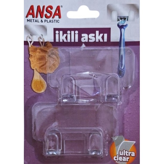 Закачалка ANSA лепеща 2-ка прозрачна №348
