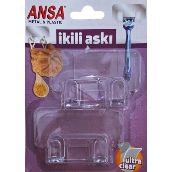 Закачалка ANSA лепеща 2-ка прозрачна №348