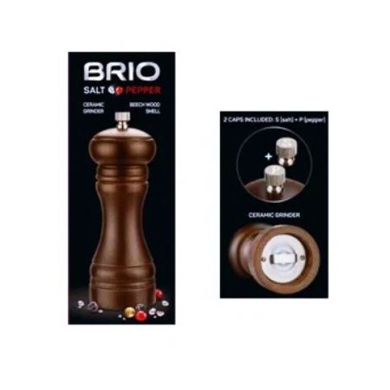 Мелничка за подправки BRIO Salt Pepper механична 2 в 1 с керамичен механизъм Ф5,7см х 15,3см № 107103