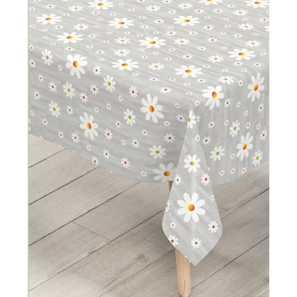 Мушама Mirella 140см/20м №105-A сива с маргаритки
