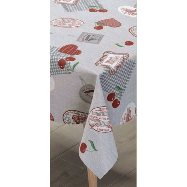 Мушама Mirella 140см/20м №177-B сива със сърца и черешки