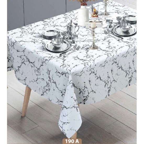 Мушама Mirella 140см/20м №190-A бял мрамор с черна нишка
