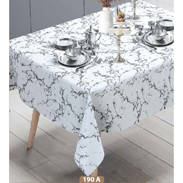 Мушама Mirella 140см/20м №190-A бял мрамор с черна нишка