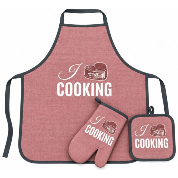 Ръкохватка за топло квадрат + ръкавица + престилка COOKING