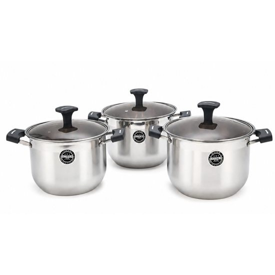 Тенджери STAINLESS STEEL 3 броя в комплект Ф24см / Ф26см / Ф28см