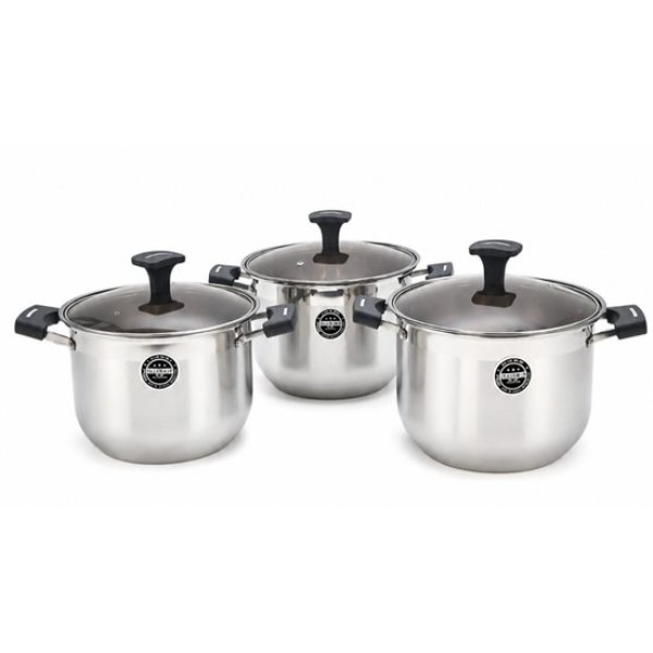 Тенджери STAINLESS STEEL 3 броя в комплект Ф24см / Ф26см / Ф28см