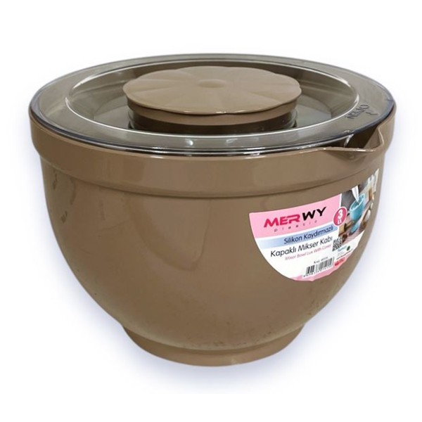 Купа за миксер пвц с капак 3л MERWY №40324 КРЕМ