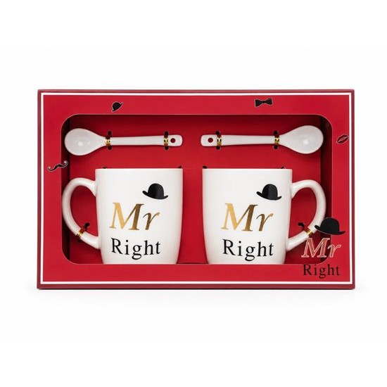 Чаша порцелан 2 броя с лъжичка в кутия MR AND MRS №AT-1933