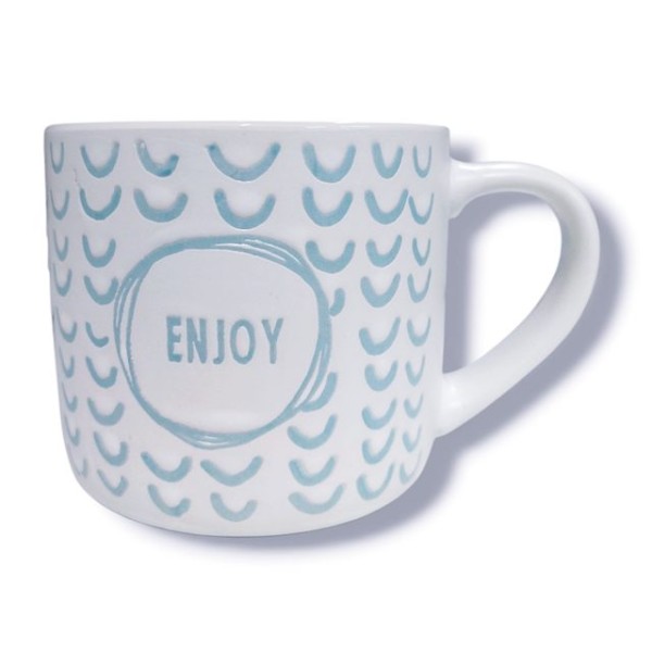 Чаша порцелан  ENJOY/ COFFEE/HAPPY/LOVE 4 модела Ф9/Н9см /12 броя в стек/