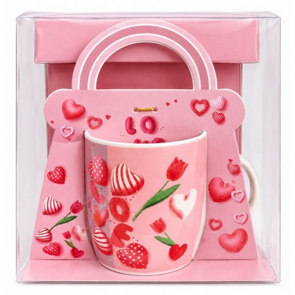 Чаша порцелан LOVE YOU в пвц кутия №ST-197