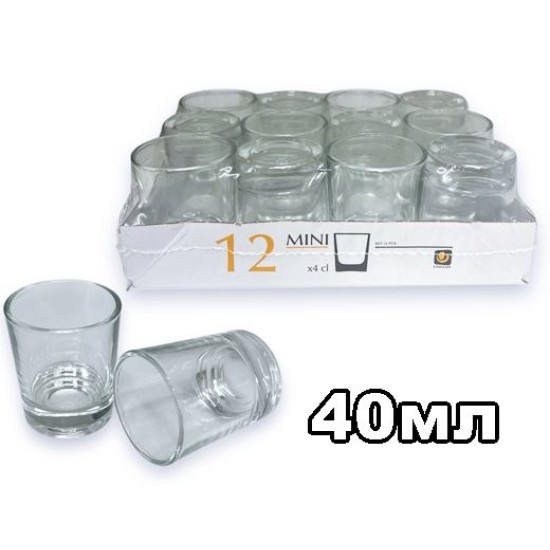 Чаша за шотове 40 ml Ф44/Н52 mm Uniglass Mini 12 броя фолирана опаковка №56108 /8 комплекта в кашон/