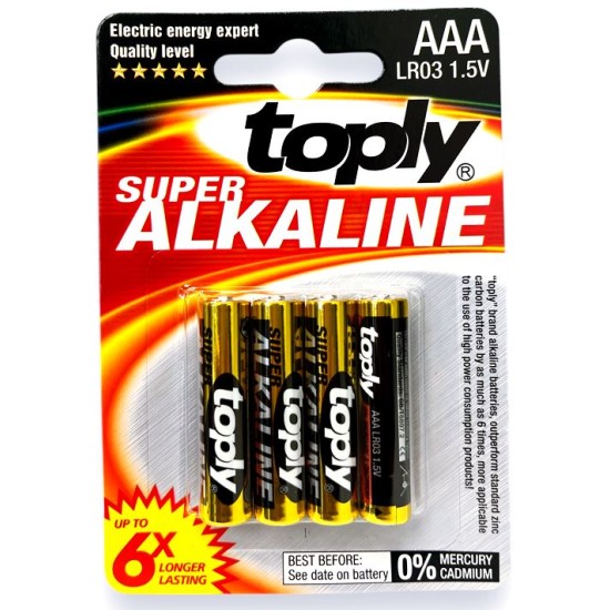 Батерия алкална TOPLY LR03 4 броя на блистер /48 броя в кутия/