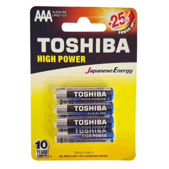 Батерия алкална TOSHIBA LR03 4 броя на блистер /48 броя в кутия/