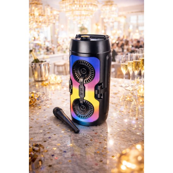 Радио тонколона с микрофон Sing-e 2Х4" BT/FM/USB/TF/AUX/TWS/LED  № ZQS4291