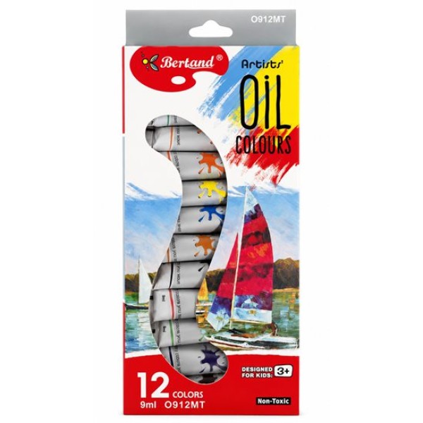 Бои маслени BERTAND 12 цвята х 9ml №0912MT /24 броя в кутия/