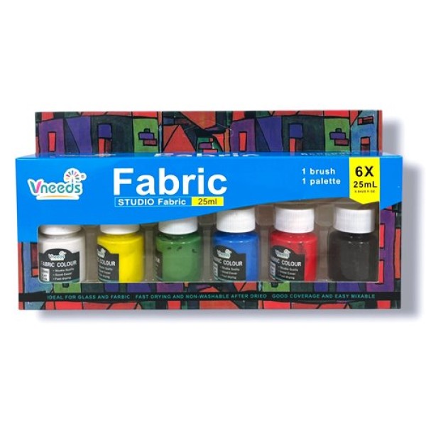 Бои акрилни Vneeds FABRIC за стъкло и текстил 6 цвята х 25ml №V0344