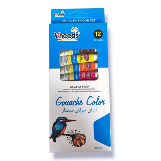 Бои темперни Vneeds GOUACHE 12 цвята х 9 мл №0506A
