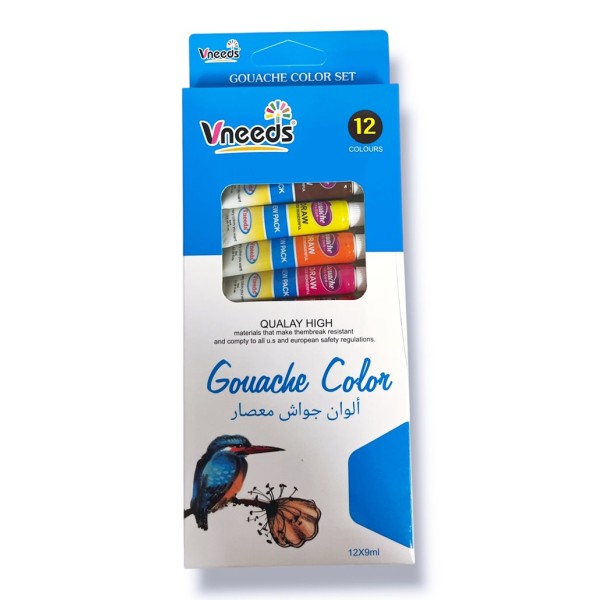 Бои темперни Vneeds GOUACHE 12 цвята х 9 мл №0506A