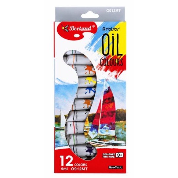 Бои маслени BERTAND 12 цвята х 9ml №0912MT /24 броя в кутия/
